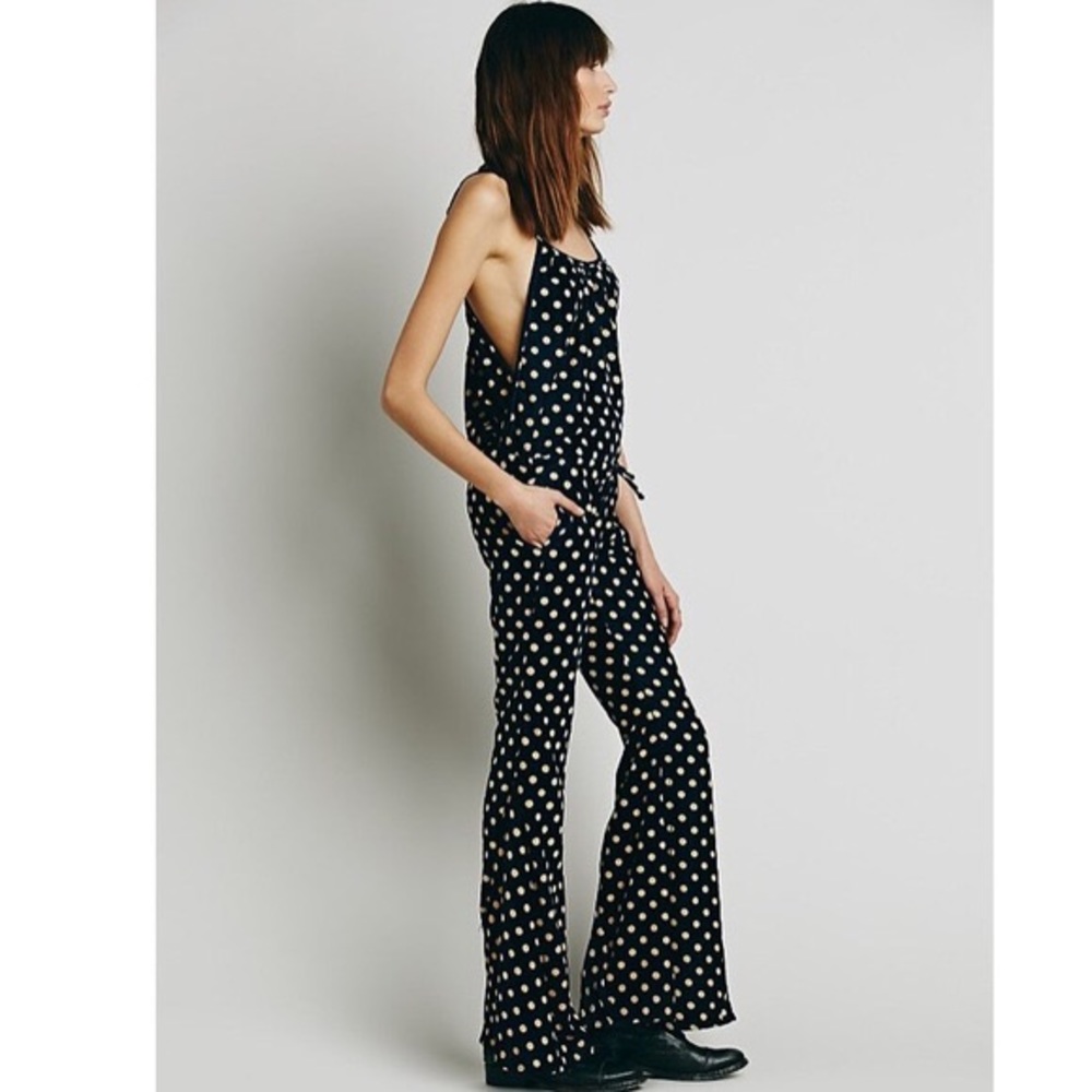 Flynn Skye Black Polka Dot Wide-Leg Jumpsuit